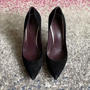 Black suede heels